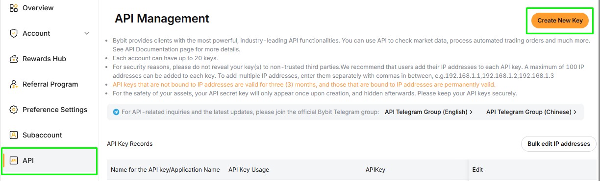 Account type window